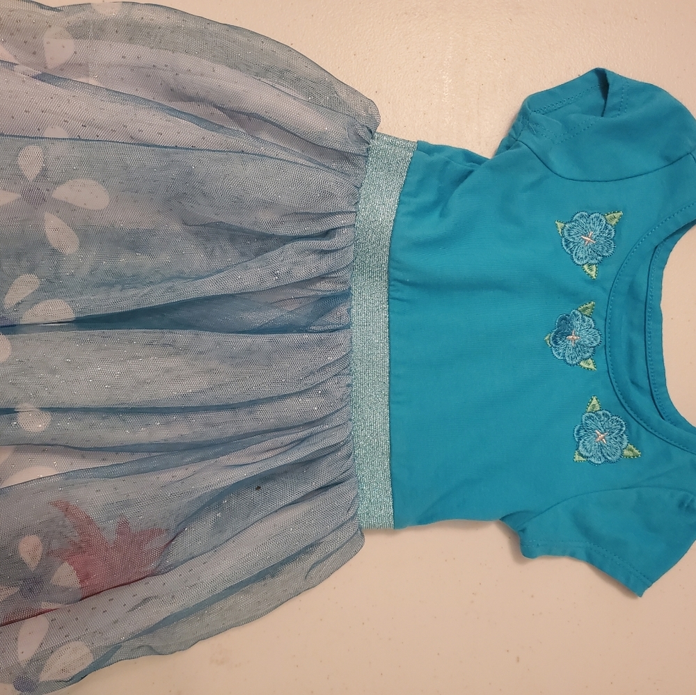 Girl's Dress 3T sky-blue with tulle bottom.